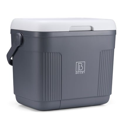 Brisby Koelbox 22L grijs + 3-delige vershoudbakjes + 2 thermosflessen 0,5L set