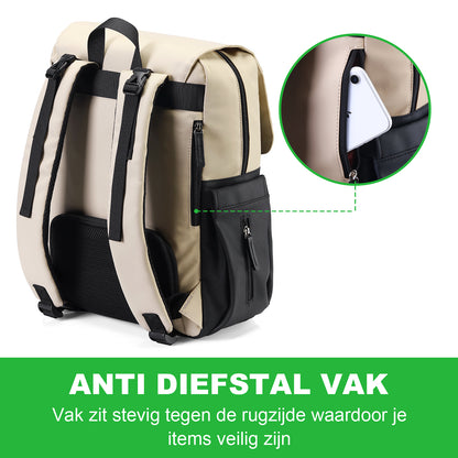 Two-tone slijtvaste luiertas crème en zwart - Verzorgingstas - incl. buggymontage en verschoningsmat