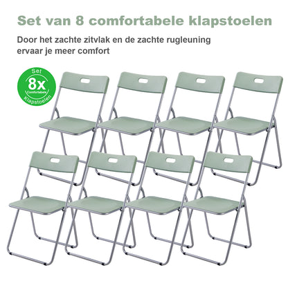 Bardi 8 Delige Klapstoelenset – Vouwstoelenset Stevige Kwaliteit, Weersbestending, 100KG Belastbaar. 44 x 45 x 79 cm. – GROEN