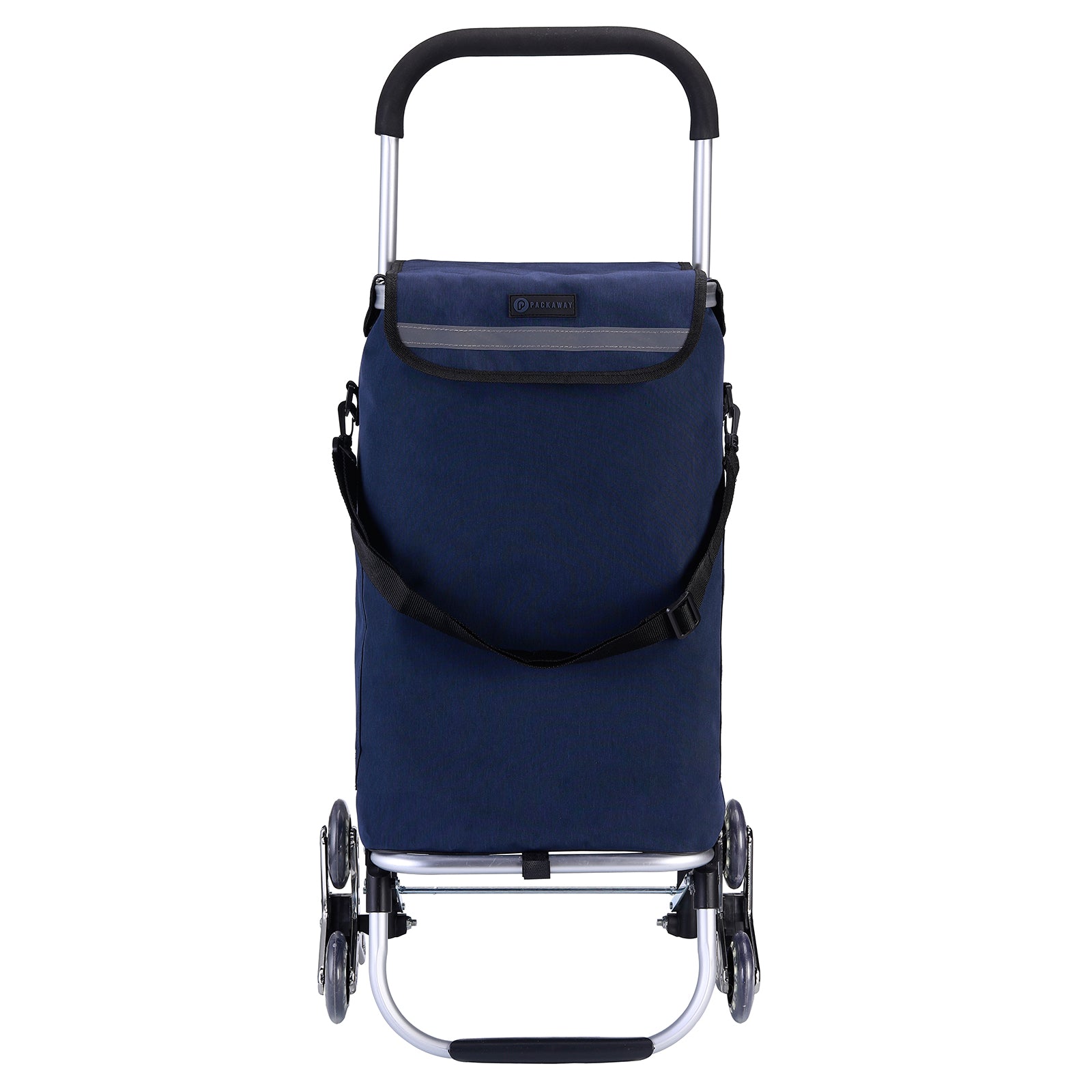 Boodschappentrolley met trapwielen 40L blauw - winkelwagen ophanging - opvouwbaar - telescopisch handvat