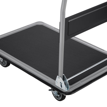 Packaway Opvouwbare Transportwagen 350 kg – Transportkar met Rem – 92 x 62 cm – Antislip Laadplatform – 4 Wielen – Inklapbare Duwbeugel