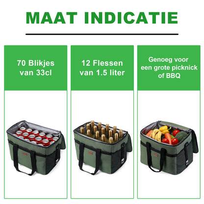 Packaway 4 Laags Geïsoleerde Koeltas - Lunchtas 30 liter - Groen