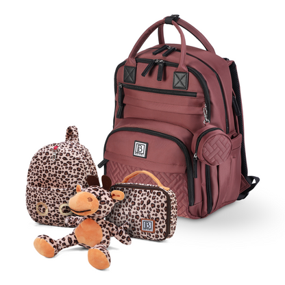Brisby Premium Luiertas  - Rood - Kinderrugzak - 1.5L kinderlunchtas Giraffe