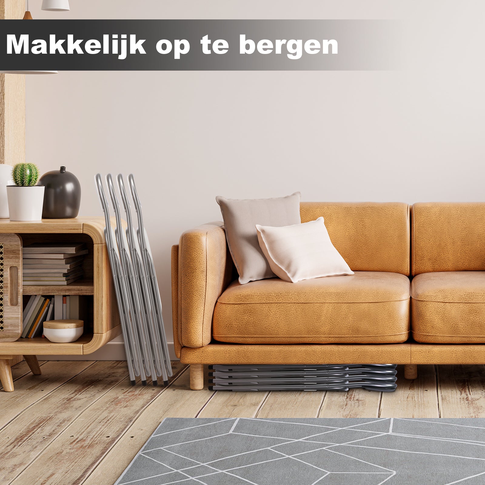 Bardi 2-delige Klapstoelen set PVC wit - 100 kg draagvermogen