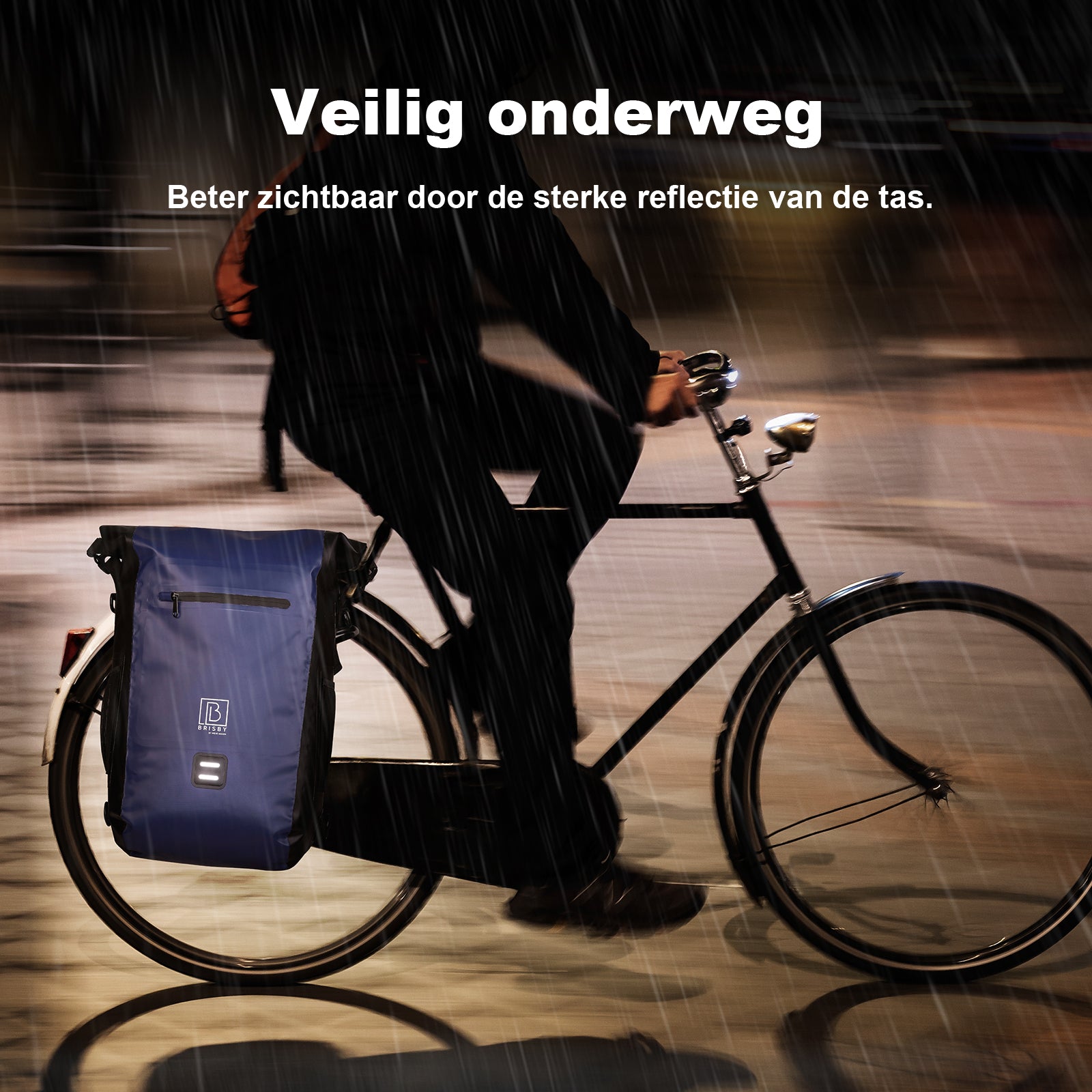 3 in 1 waterdichte rolltop fietstas 20-26L Blauw - reflecterend - hoge zichtbaarheid - fietstas - rugtas - schoudertas