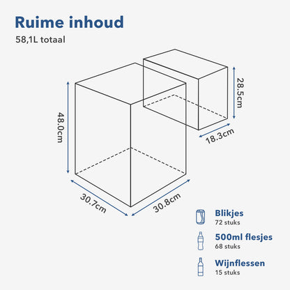 Brisby Compressor koelbox 58,1L blauw - incl. 2x 1,2L thermosbeker