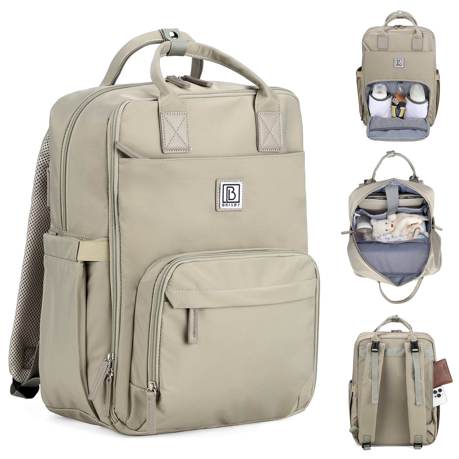Brisby slijtvaste Luiertas – verzorgingstas – met buggymontage - Mist Green