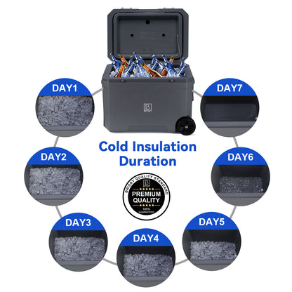 Cool box 45L grey - 3 days insulation - 4 cooling elements - temperature-safe closure