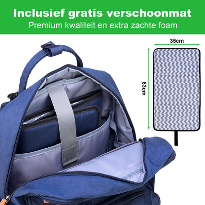 Original slijtvaste luiertas blauw - Verzorgingstas - incl. buggymontage en verschoningsmat