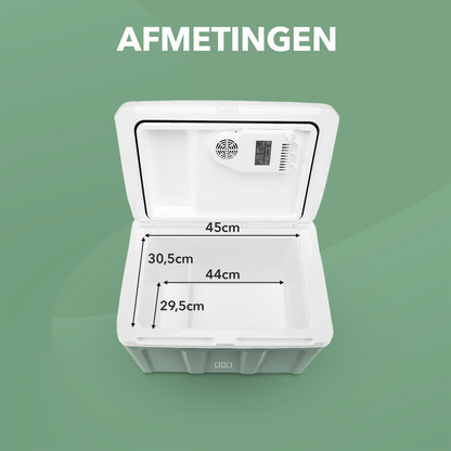 Elektrische koelbox 40L groen SET - Incl. 8L passieve koelbox - incl. divider en koelelementen - AC/DC 12V, 220/230V