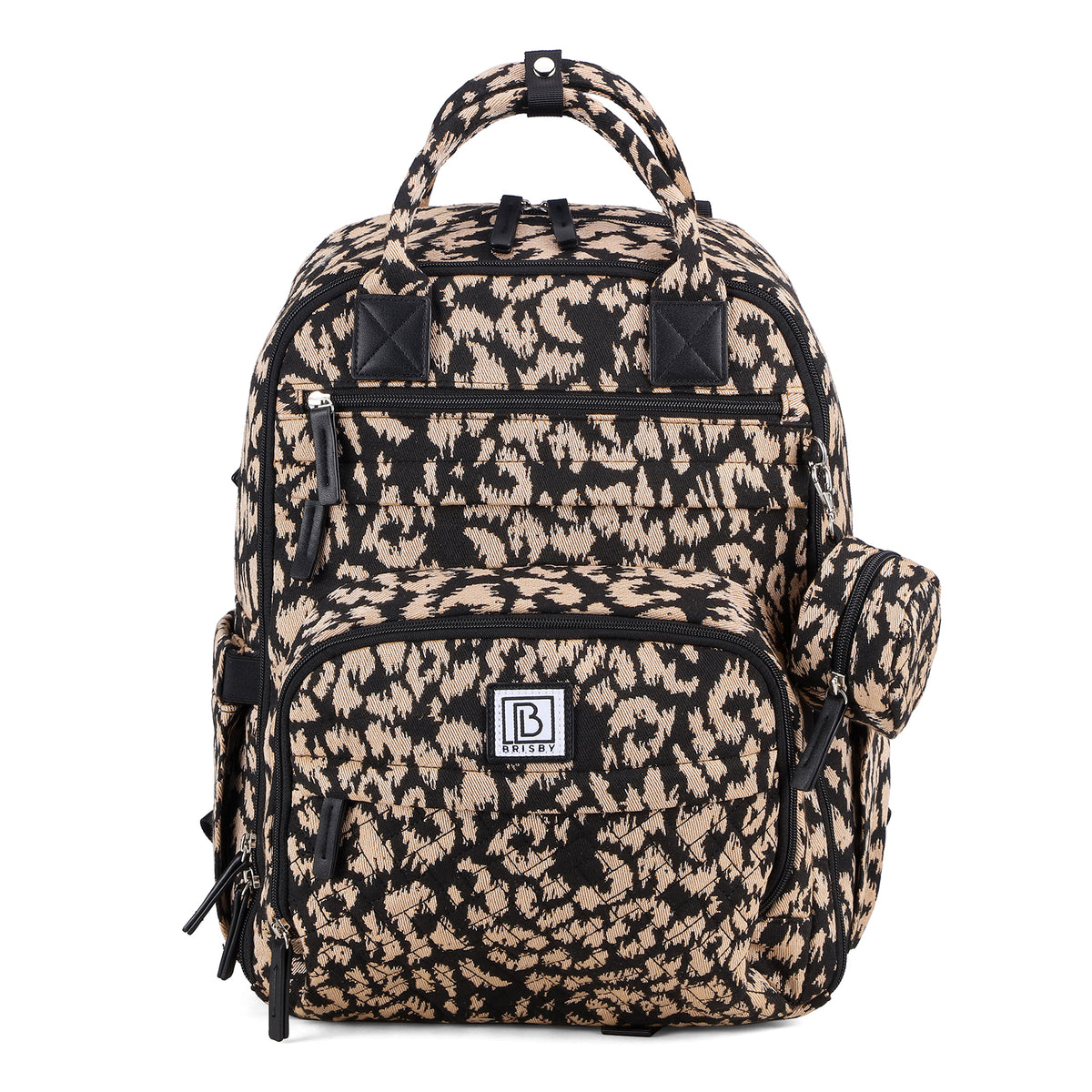 Brisby Premium Luiertas – Uitgebreide en Functionele Verzorgingstas – met buggymontage – Anti Diefstal Vakken - Reistrolley Sleeve - Inclusief verschoonmatje t.w.v.15,99 euro en speenhouder - Levenslange Garantie - Leo