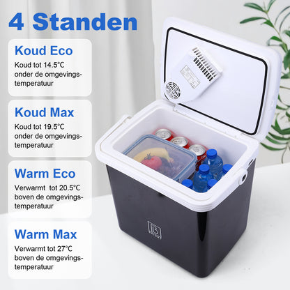 Electric cool box 25L black - AC/DC 12V, 220/230V - incl. divider - lockable lid