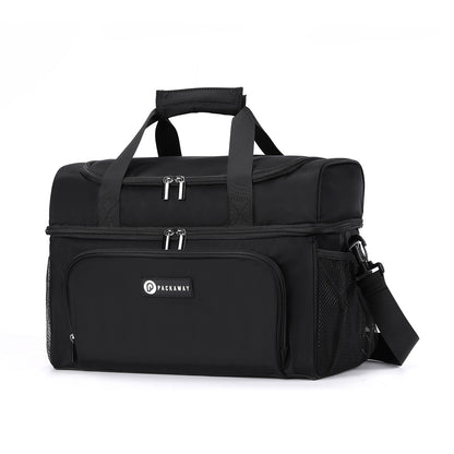 Packaway Koeltas 30L - Lunchtas - Inclusief 4 Koelelementen - Dubbel Compartiment - 4-Laags Geïsoleerd - Waterafstotend - Signature Black
