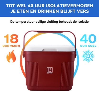 Brisby Koelbox 22L rood + 3-delige vershoudbakjes set -  incl. 4 koelelementen