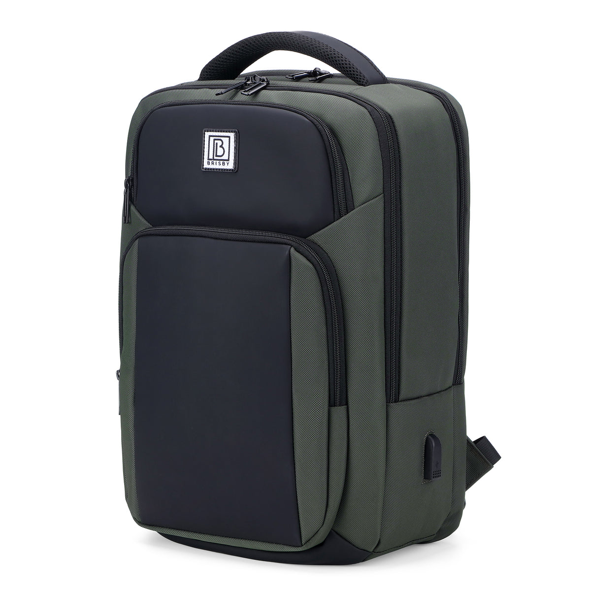 Brisby Rugzak Pro 1 – Laptoprugzak tot 15,7 inch voor Werk, School en Reizen – Waterafstotend – Met Tabletvak, Antidiefstalvak en Trolleysleeve - Groen