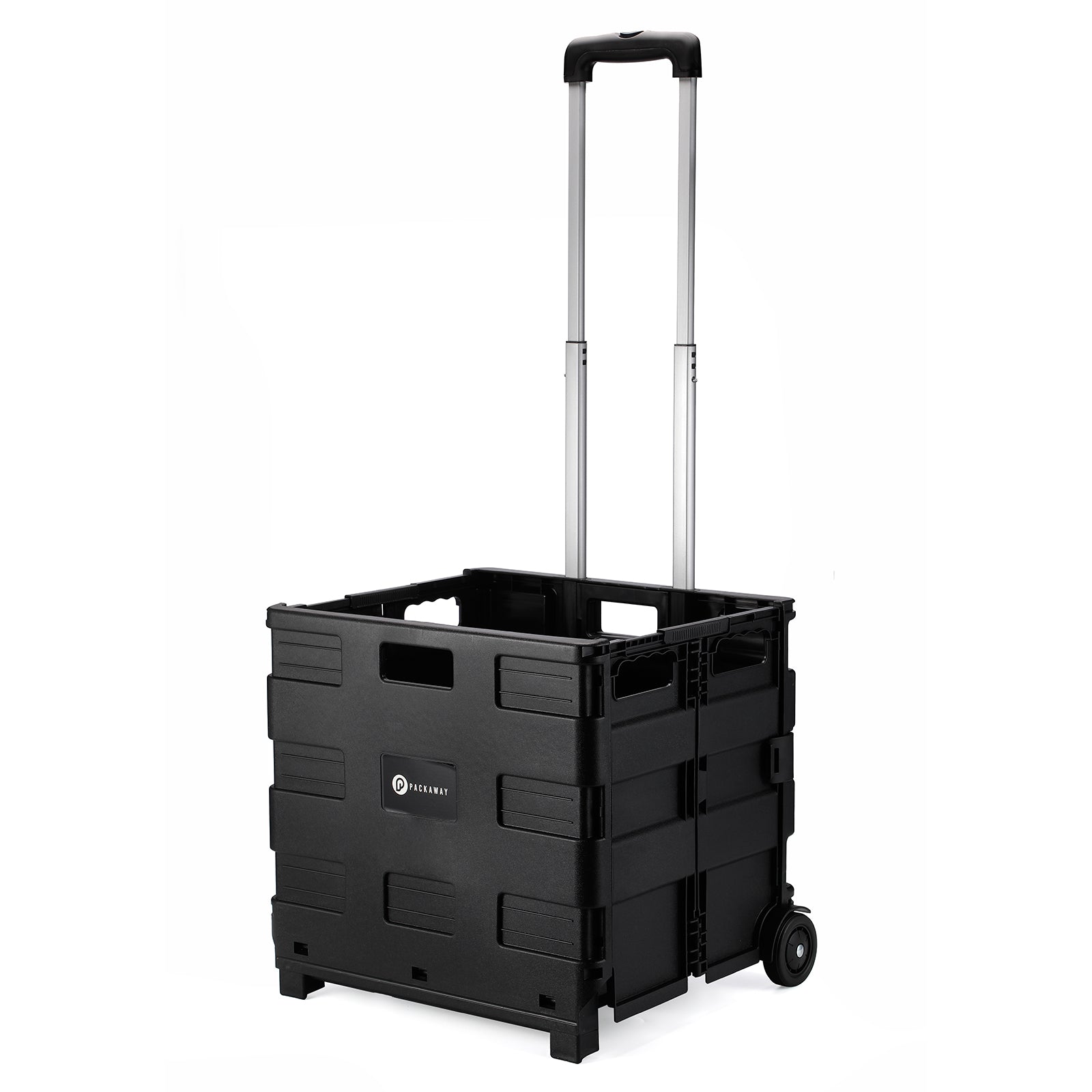 Boodschappentrolley 50L XL zwart - boodschappenkrat - opbergbox - boodschappenwagen - vouwkrat - 35 kg draagvermogen - met deksel en telescopisch handvat