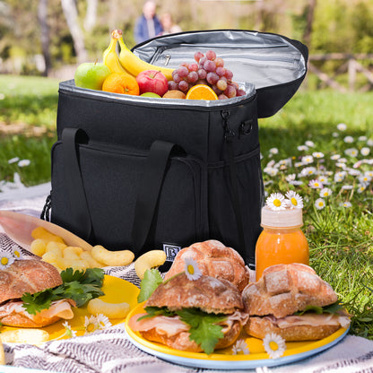 Koeltas 30L zwart - Lunchtas - 4 laags geïsoleerd - incl. 4 koelelementen