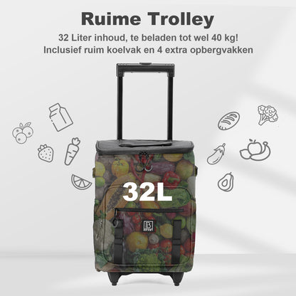 Brisby Boodschappentrolley met Koelvak – 32L Ruimte – Ideaal voor Boodschappen – Inclusief Koelelementen – Waterafstotend – Verstelbaar Handvat – Donkergrijs