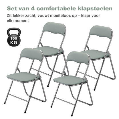 Bardi 4-delige Klapstoelen set PVC groen - 100 kg draagvermogen