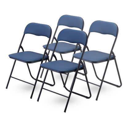 4-delige klapstoelenset - blauw - 100kg draagkracht - 43 x 38 x 87 cm