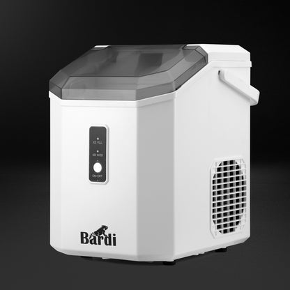 Bardi 1.1L - Nugget IJsblokjesmachine Square - Crushed Ice Maker met IJsschep - 15kg/24 uur - Ijsblokjesmaker - Met Luxe Thermosbeker - WIT met citruspers Zwart