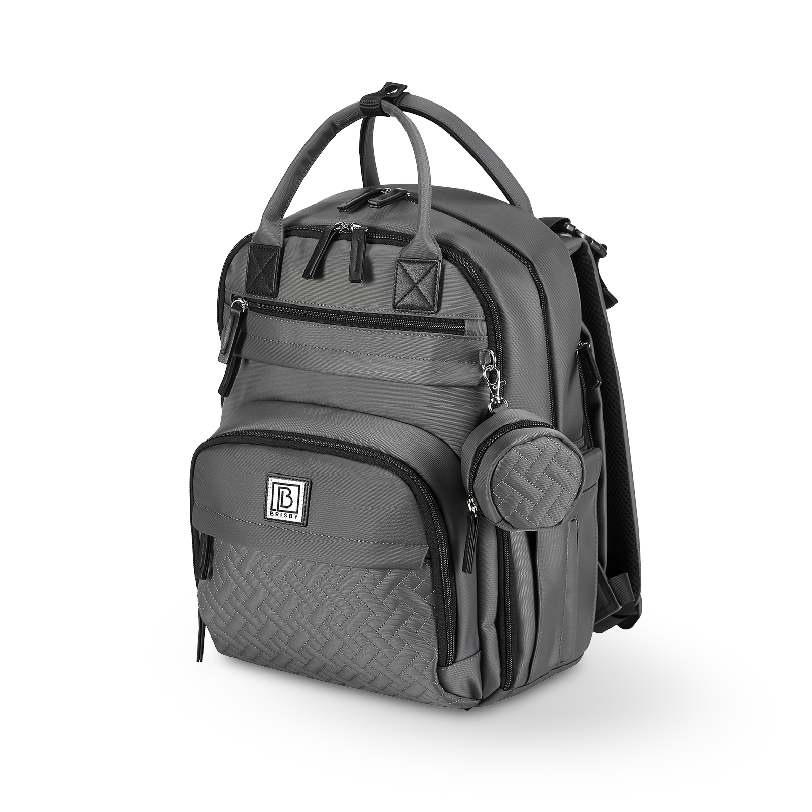 Premium luiertas donkergrijs - uitgebreide en functionele verzorgingstas - met buggymontage - anti diefstal vakken - reistrolley sleeve - incl. verschoonmatje en speenhouder - levenslange garantie