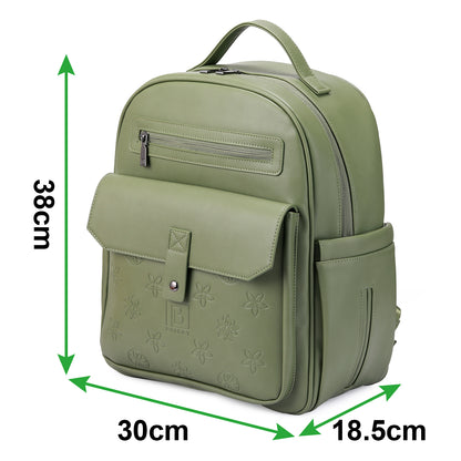 Venezia wear-resistant backpack green - PU leather - 14 inch laptop compartment - water-repellent