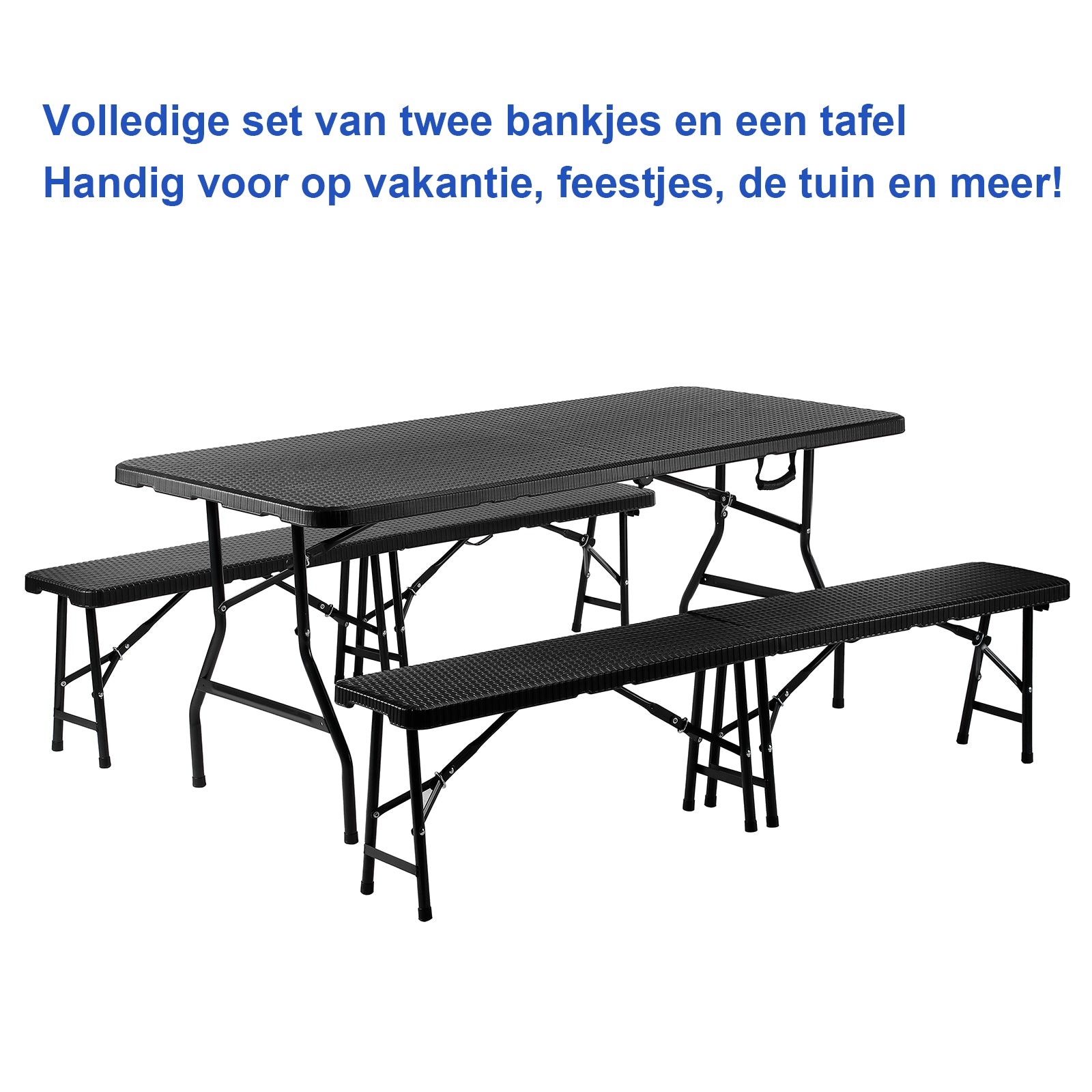 Bardi Campingbank rotan look zwart 180 x 28 - inklapbaar
