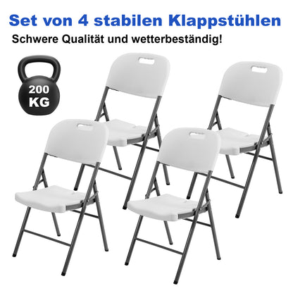 Bardi 4-delige klapstoelen set wit/grijs - zware kwaliteit - weerbestending - 47x54x87 cm