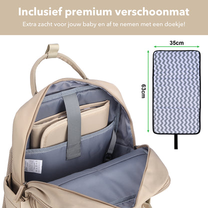 Brisby slijtvaste Luiertas – verzorgingstas – met buggymontage - Natural Champagne
