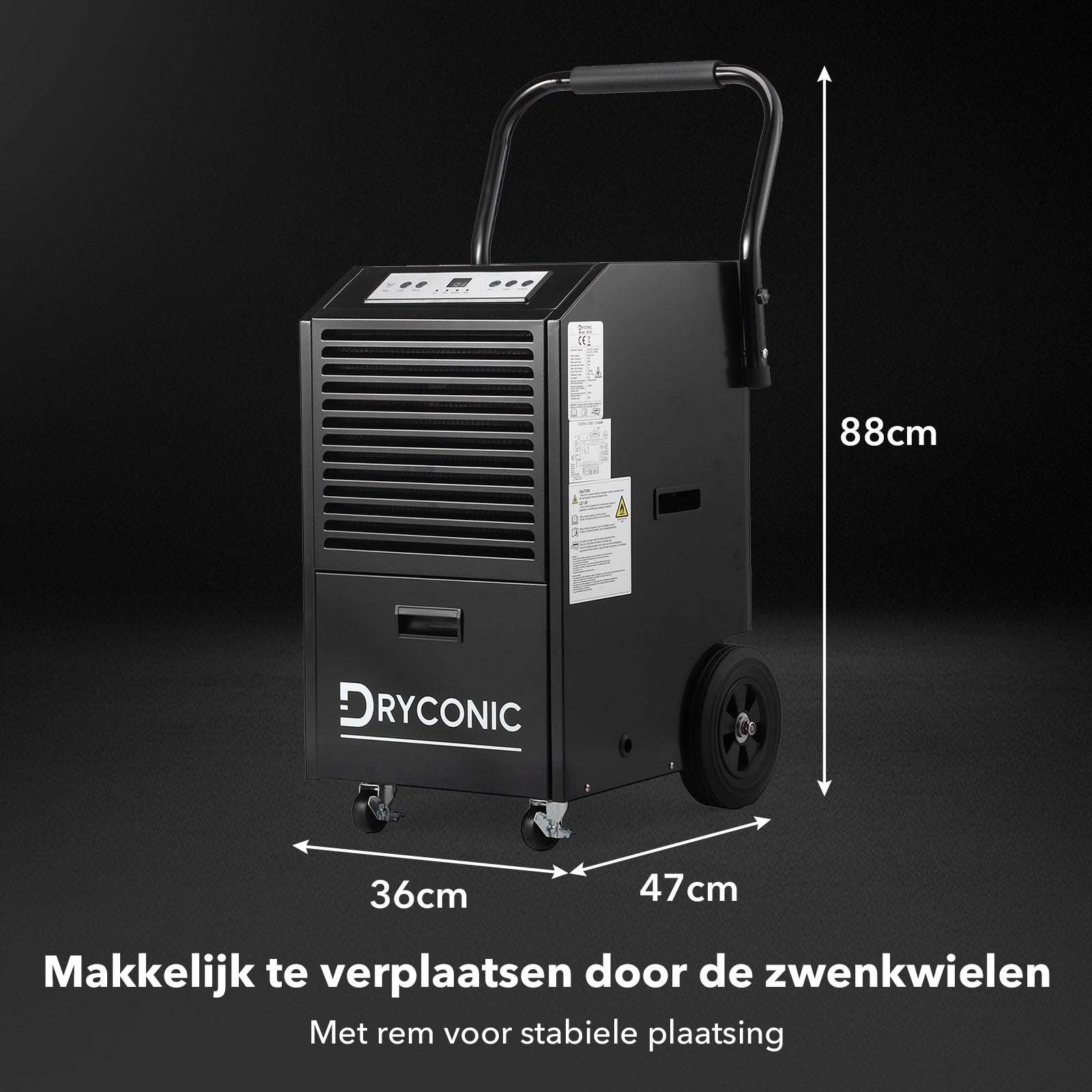 Dryconic luchtontvochtiger 50L - professionele bouwdroger - continue afvoer - 5,5L watertank