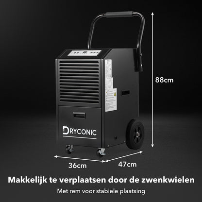Dryconic luchtontvochtiger 50L - professionele bouwdroger - continue afvoer - 5,5L watertank