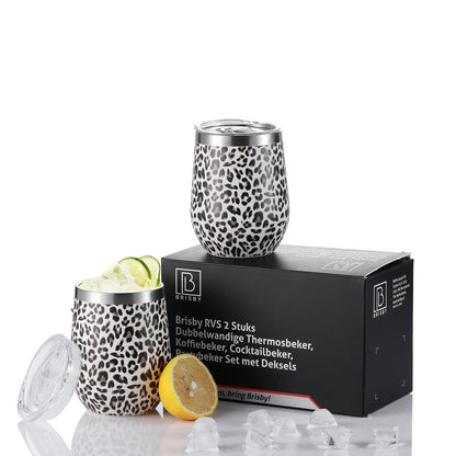 Bardi Thermosbekers 0,3L RVS leo set -  incl. deksels - dubbelwandig