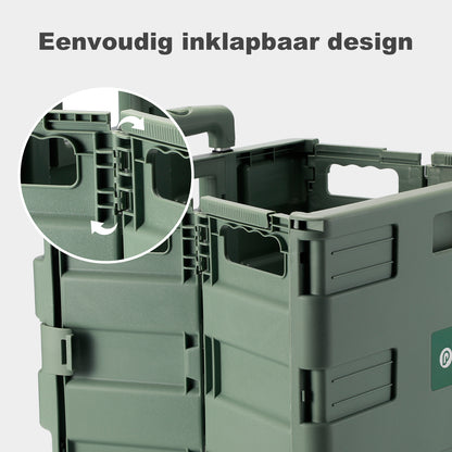 Packaway XL Opvouwbare Boodschappentrolley met wielen - Boodschappenkrat - Opbergbox - Boodschappenwagen - Vouwkrat - 50 Liter - Groen