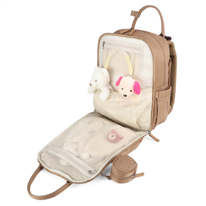 Brisby Premium Luiertas – Uitgebreide en Functionele Verzorgingstas – met buggymontage – Anti Diefstal Vakken - Reistrolley Sleeve - Inclusief verschoonmatje t.w.v.15,99 euro en speenhouder - Levenslange Garantie - True Terracotta