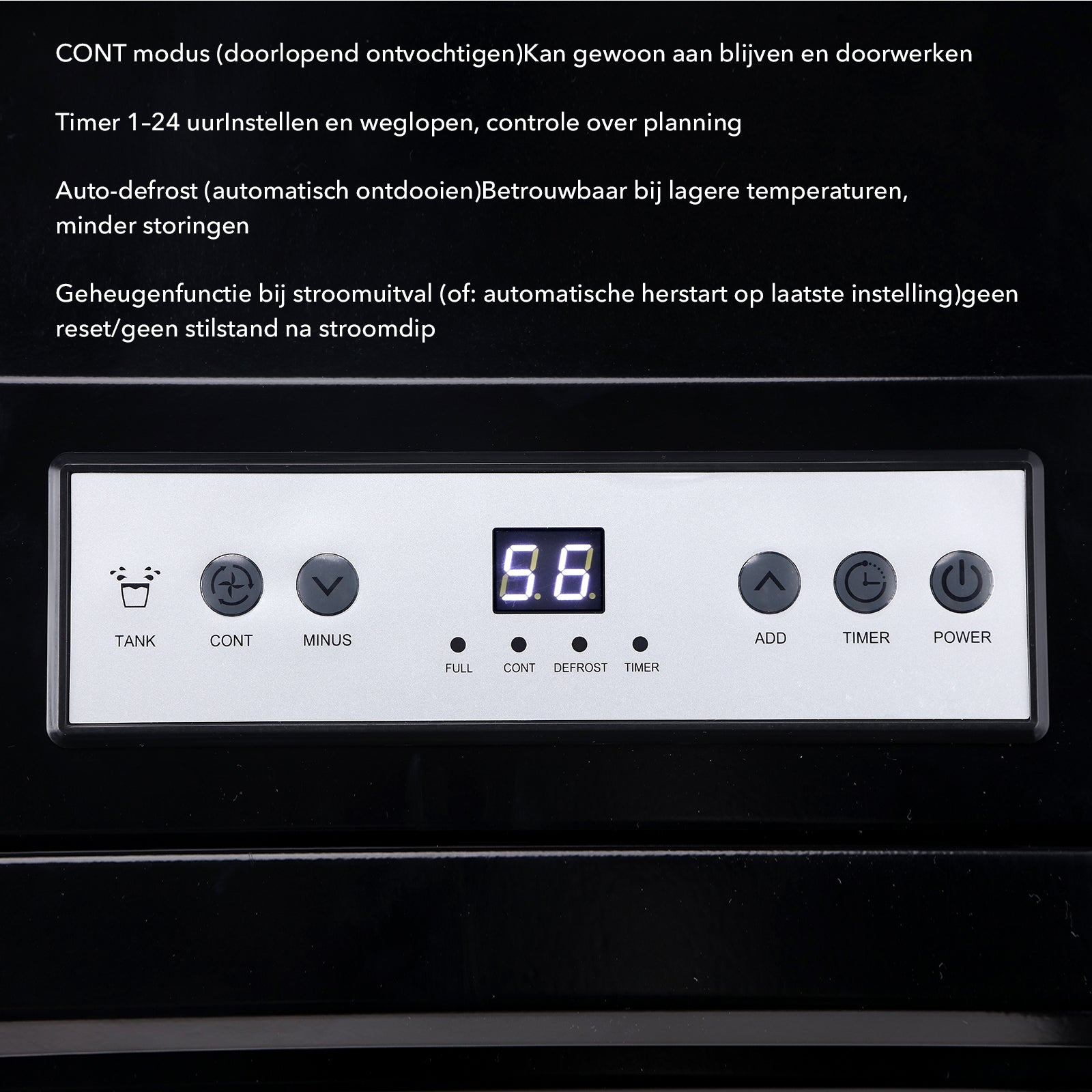 Dryconic Bouwdroger 70L - professioneel - 5,5L watertank - ContinuousDrain - Auto-Defrost - JobSite metaal