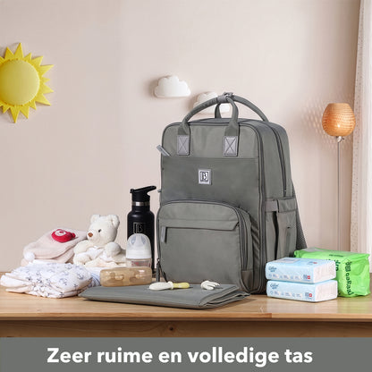 Brisby slijtvaste Luiertas – verzorgingstas – met buggymontage - Mist Green