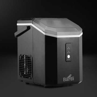 Bardi 1.1L - Nugget IJsblokjesmachine Square - Crushed Ice Maker met IJsschep - 15kg/24 uur - Ijsblokjesmaker - Met Luxe Thermosbeker - Zwart met citruspers zwart