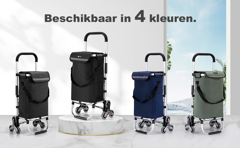 Packaway Boodschappentrolley met 6 wielen voor trappen - 40L - boodschappenwagen - steekwagen functie - GRIJS