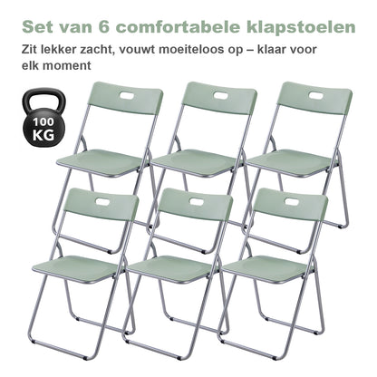 Bardi 6-delige Klapstoelen set stevig groen - 100 kg draagvermogen