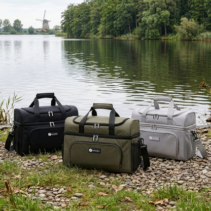 Packaway Koeltas 30L - Lunchtas - Inclusief 4 Koelelementen - Dubbel Compartiment - 4-Laags Geïsoleerd - Waterafstotend - Modern Grey