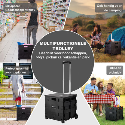 Packaway Boodschappentrolley 50L XL zwart - incl. deksel - 35 kg draagvermogen
