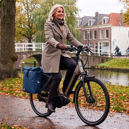 Brisby Dubbele Fietstas Rolltop Zwart 39-48L Waterdicht Geschikt voor Elektrische Fietsen & E-Bike - Blauw