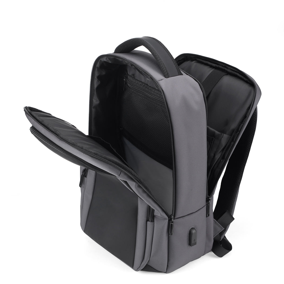 Brisby Rugzak Pro 1 – Laptoprugzak tot 15,7 inch voor Werk, School en Reizen – Waterafstotend – Met Tabletvak, Antidiefstalvak en Trolleysleeve - Grijs