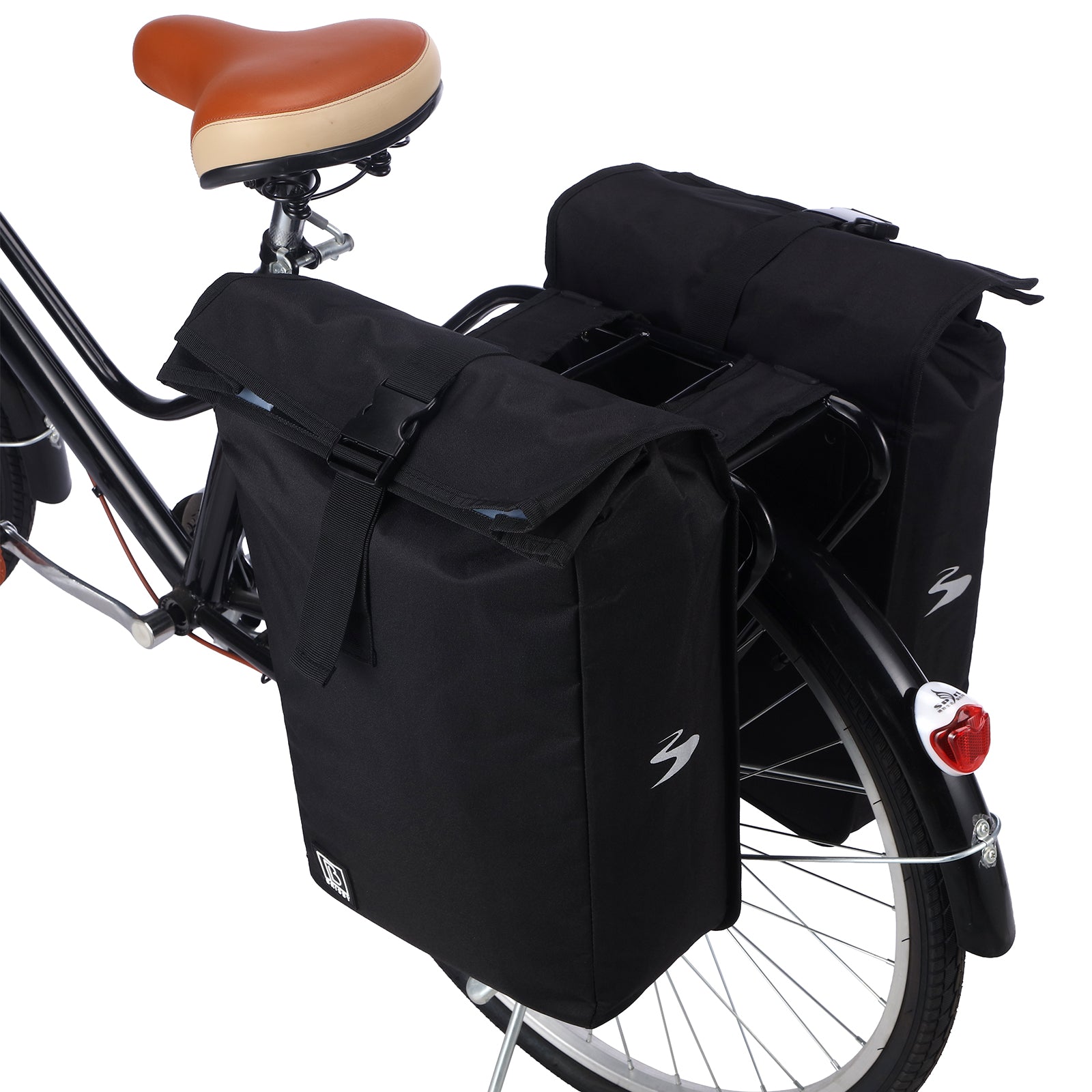 Brisby Dubbele Fietstas Rolltop Zwart 39-48L Waterdicht Geschikt voor Elektrische Fietsen & E-Bike - Zwart