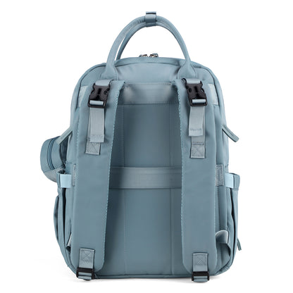 Brisby Premium Luiertas – Uitgebreide en Functionele Verzorgingstas – met buggymontage – Anti Diefstal Vakken - Reistrolley Sleeve - Inclusief verschoonmatje t.w.v.15,99 euro en speenhouder - Levenslange Garantie - Misty Blue