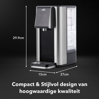 Bardi Heetwaterdispenser 2,6L RVS met STRIX filter -  incl. thermoscup + onderzetter