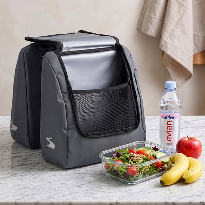 Brisby Dubbele Fietstas 28 Liter – Koeltas en Lunchtas – 4-laags Geïsoleerd – Voor Gewone en Elektrische Fiets – Waterafstotend met Waterdichte Ritsen – Urban Blue