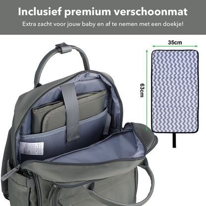 Brisby slijtvaste Luiertas – verzorgingstas – met buggymontage - Mist Green
