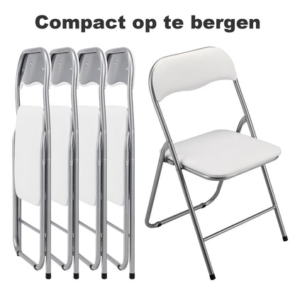 8-delige klapstoelenset - wit - 100kg draagkracht - 43 x 38 x 87 cm